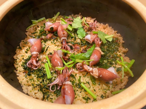 ホタルイカと芹の炊き込み御飯