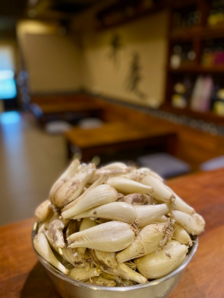 今年もらっきょうの甘酢漬けを仕込みました|豊田市三河豊田 居酒屋「味のみ処 弁慶」