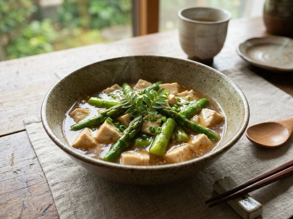アスパラと豆腐のとろみ煮