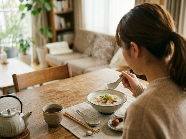 温かい食事を摂る
