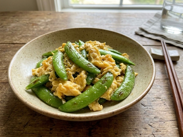 スナップえんどうと卵炒め