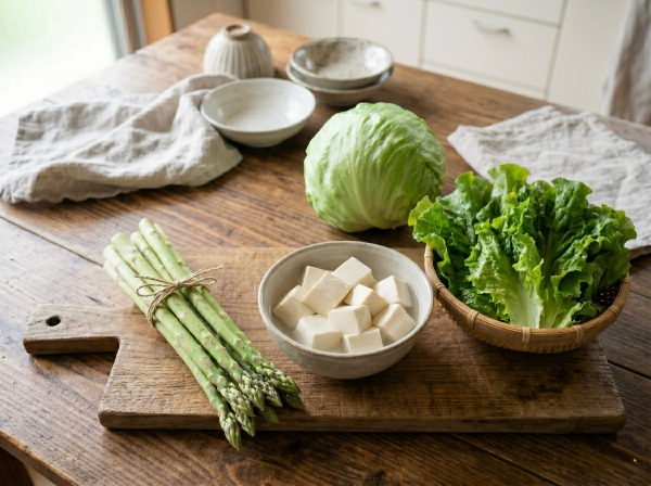 レタス豆腐アスパラ