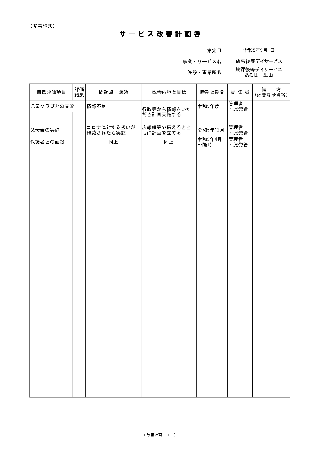 サービス改善計画　放課後等デイサービス一里山.jpg